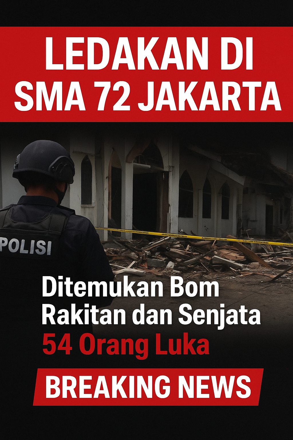 Ledakan di SMA Negeri 72 Jakarta: Polisi Temukan Bom Rakitan dan Senjata, Korban Capai 54 Orang
